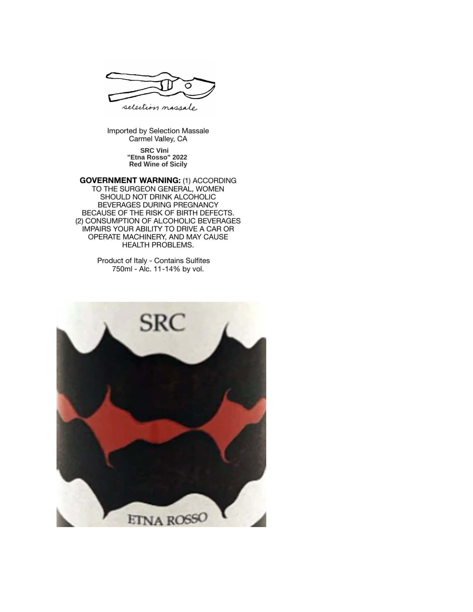 TABC label artwork for SRC Etna Rosso