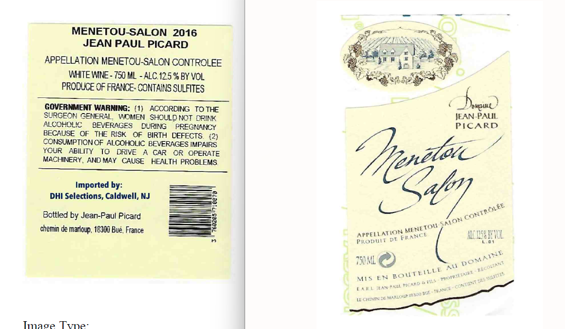 TABC label artwork for Jean Paul Picard Menetou Salon White