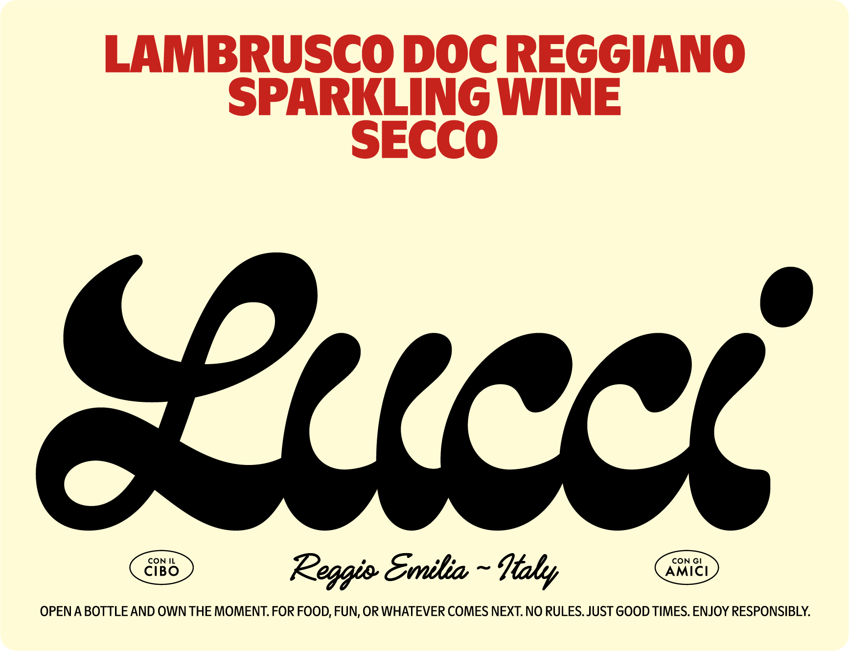 TABC label artwork for Lucci Lambrusco Reggiano Secco DOC