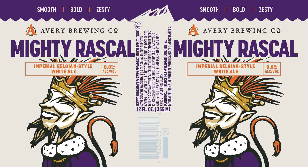 TABC label artwork for Avery Brewing Co. Mighty Rascal