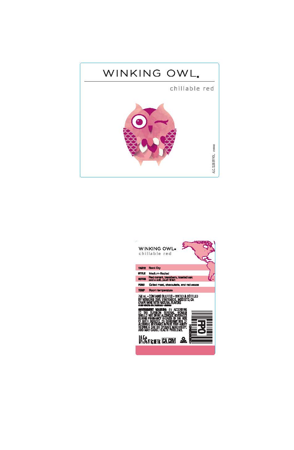TABC label artwork for Winking Owl Chillable Red
