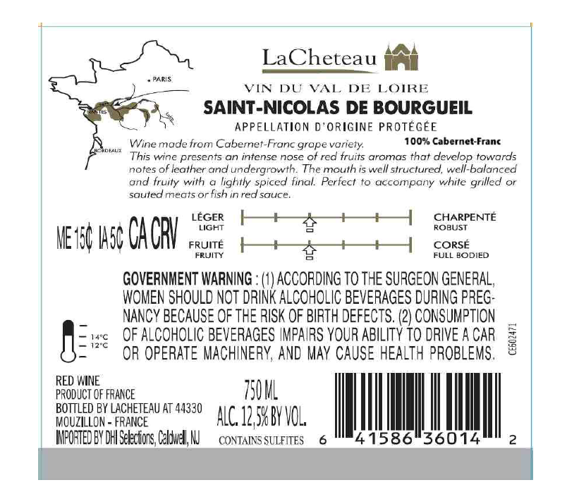 TABC label artwork for LaCheteau St Nicolas de Bourgueuil Rouge