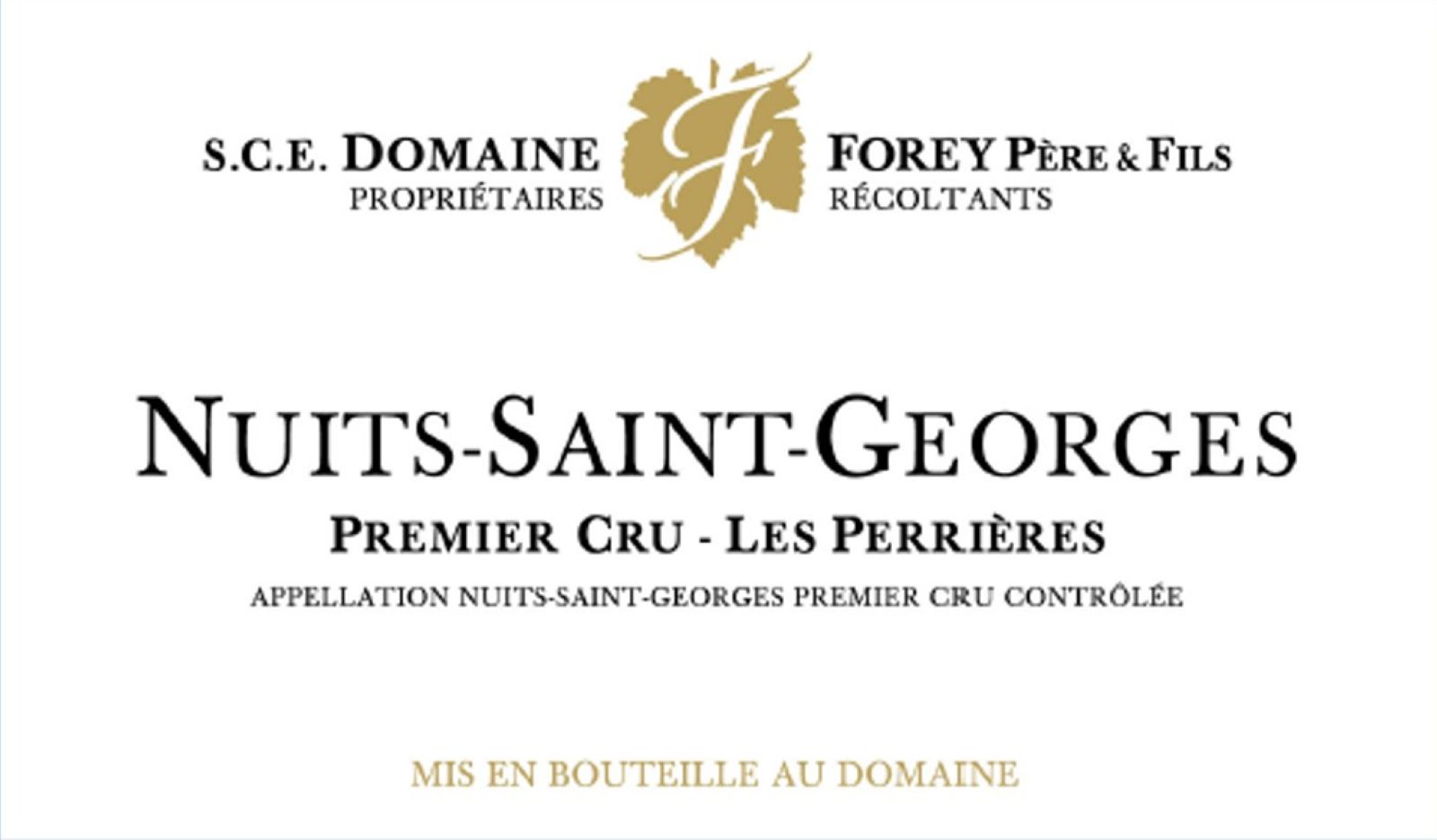 TABC label artwork for Domaine Forey Pere & Fils Nuits-Saint-Georges 1er Cru Les Perrieres