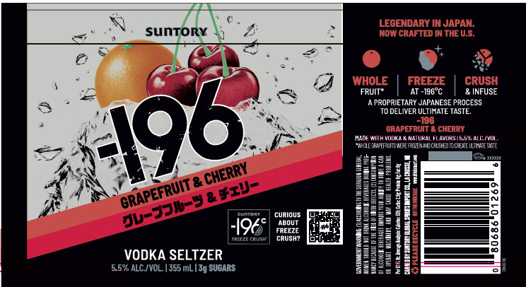 TABC label artwork for -196 Grapefruit & Cherry Vodka Seltzer