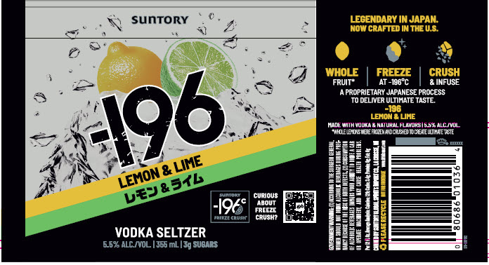 TABC label artwork for -196 Lemon & Lime Vodka Seltzer