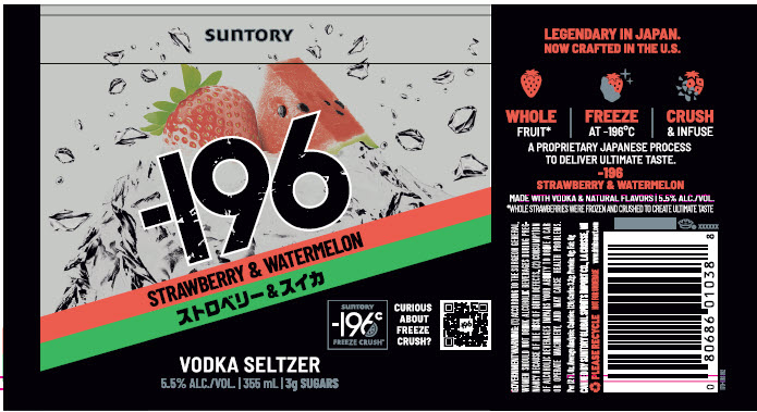 TABC label artwork for -196 Strawberry & Watermelon Vodka Seltzer