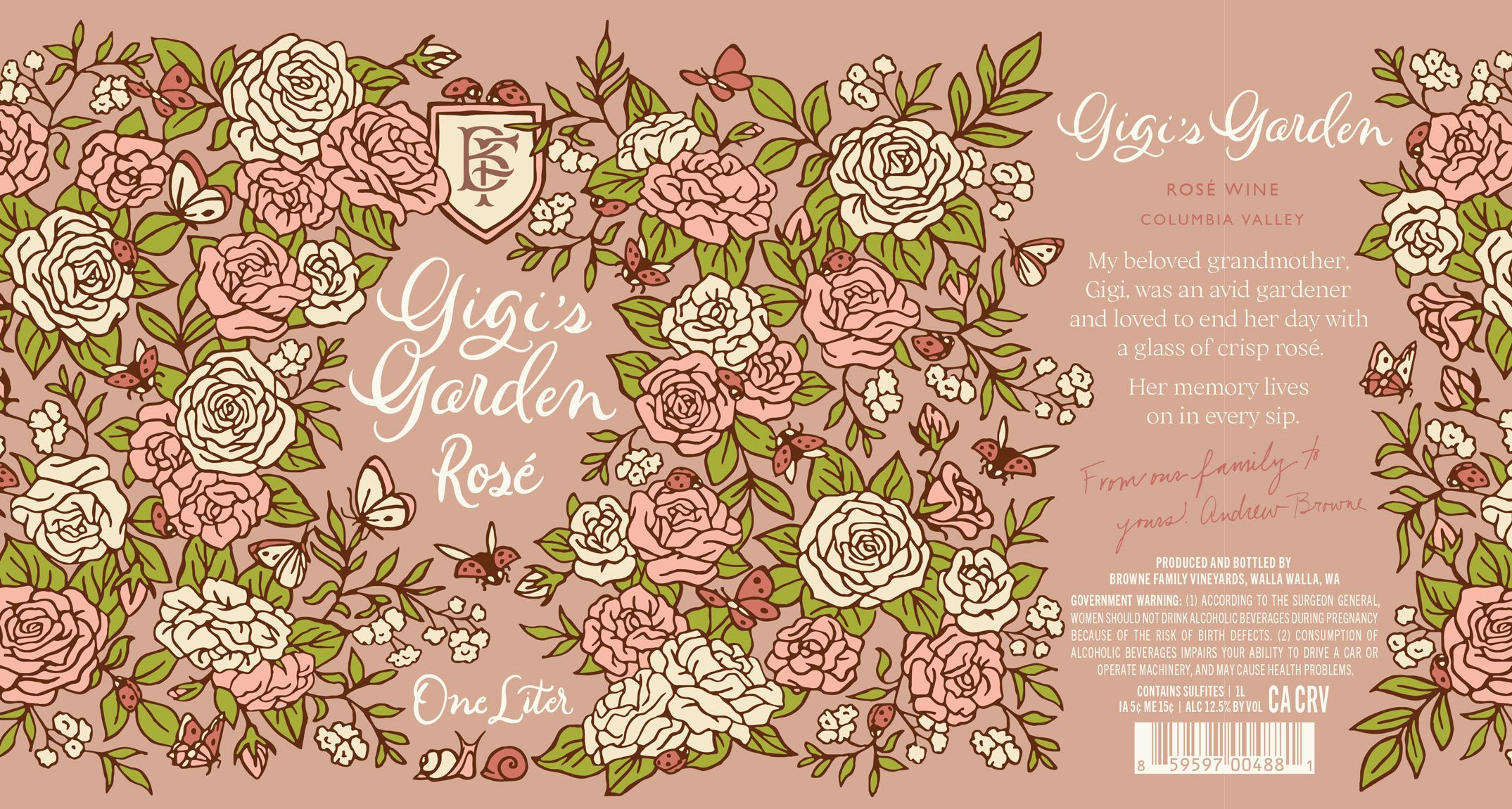 TABC label artwork for Browne Family Vineyards Gigi's Garden Rose
