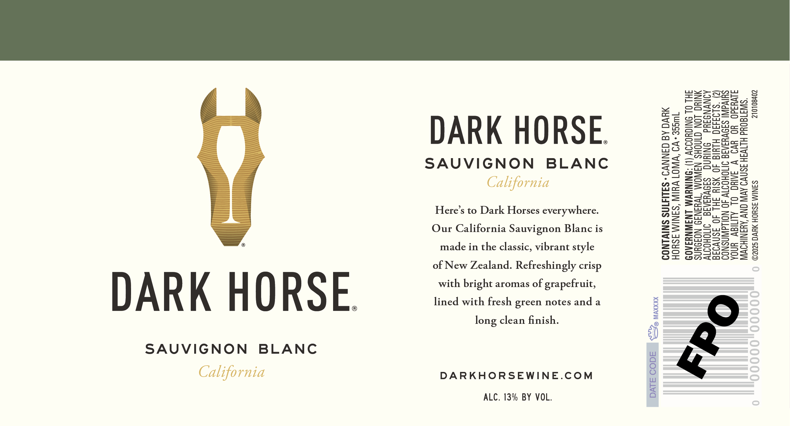 TABC label artwork for Dark Horse Sauvignon Blanc California