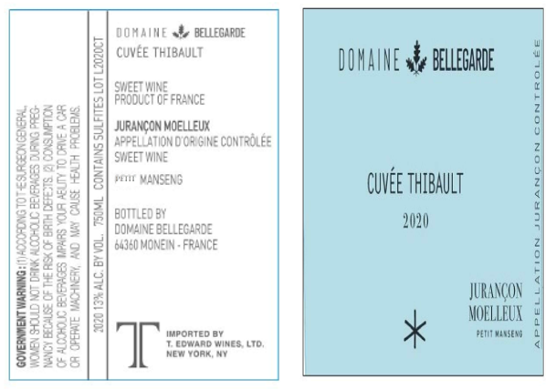 TABC label artwork for Domaine Bellegarde Jurancon Moelleux 'Cuvee Thibault'
