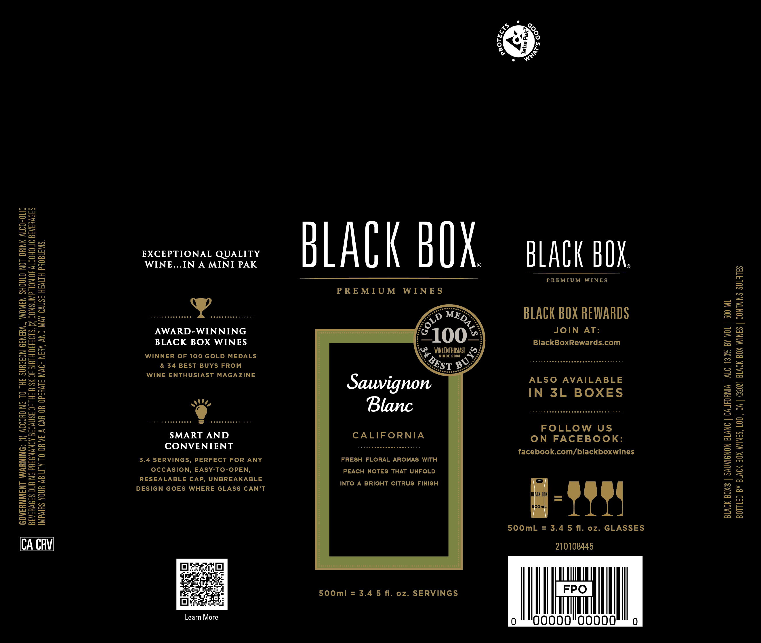 TABC label artwork for Black Box Sauvignon Blanc California