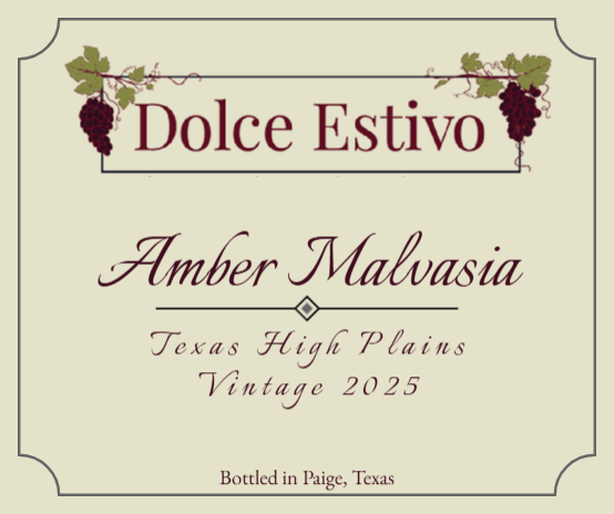 TABC label artwork for DOLCE ESTIVO WINERY AMBER MALVASIA