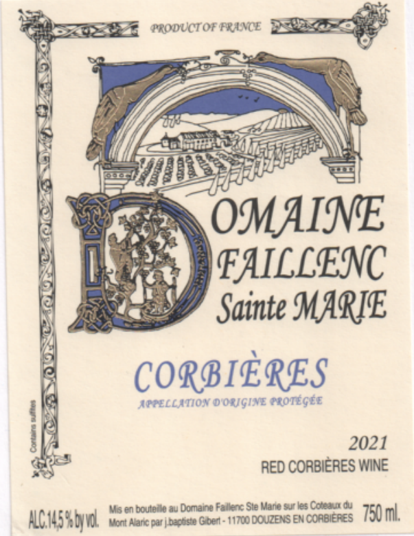 TABC label artwork for Domaine Faillenc Sainte-Marie Corbieres Rouge