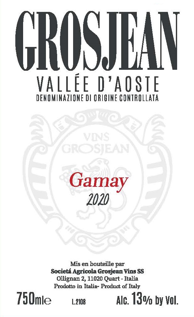 TABC label artwork for Grosjean Gamay Vallee d'Aoste