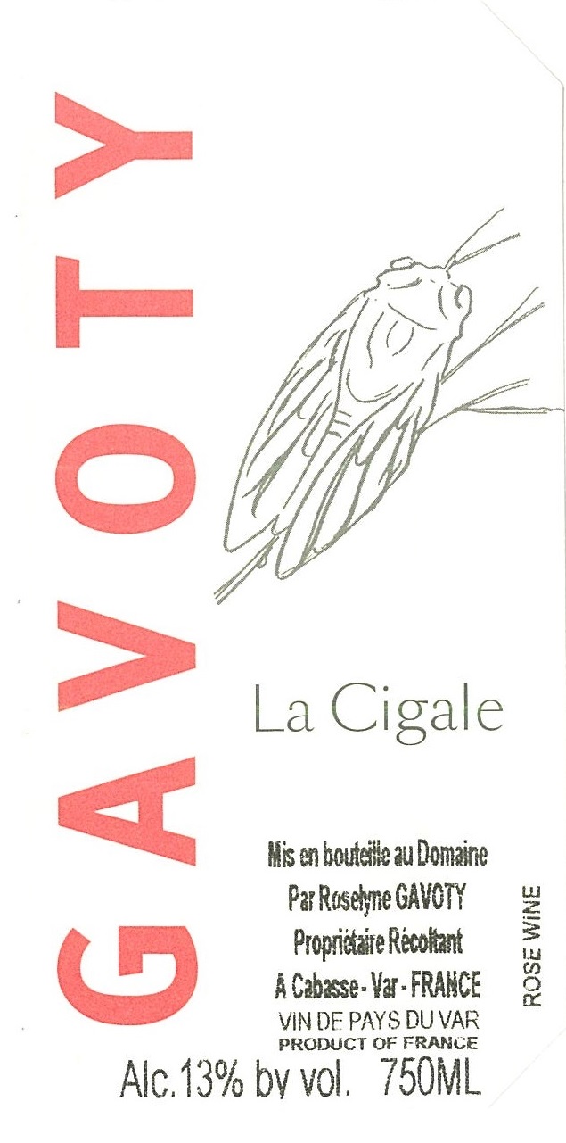 TABC label artwork for Domaine Gavoty La Cigale Vin de Pays du Var Rose