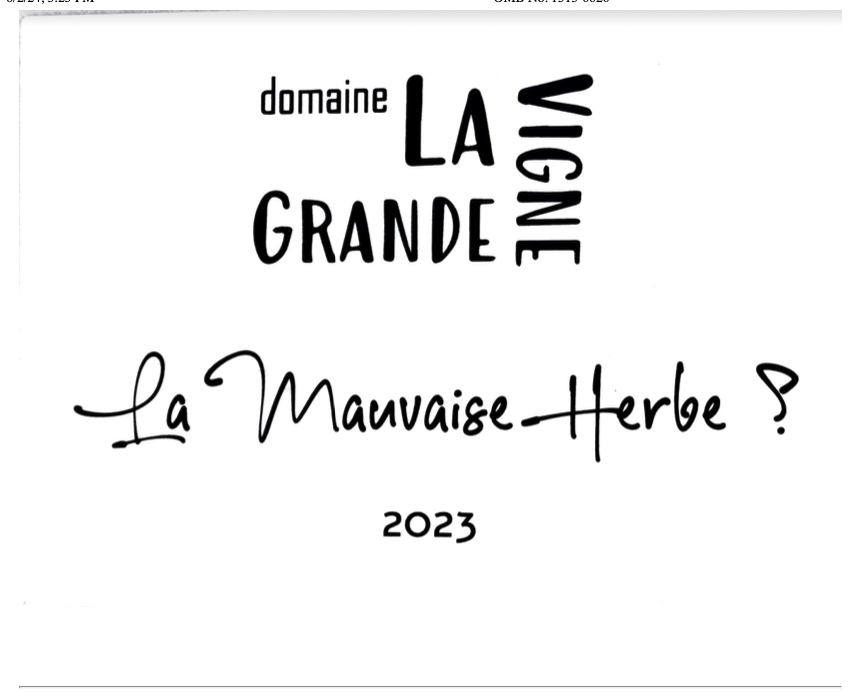 TABC label artwork for LA MAUVAISE HERBE - VINS DE LIEU
