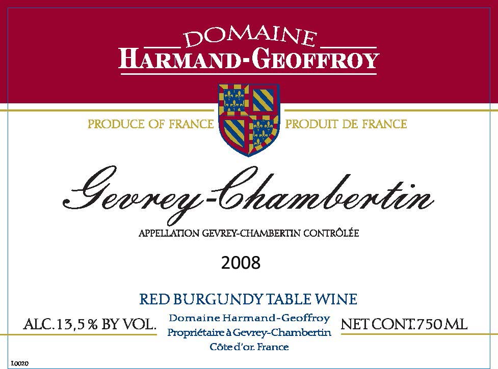 TABC label artwork for Domaine Harmand-Geoffroy Gevrey-Chambertin