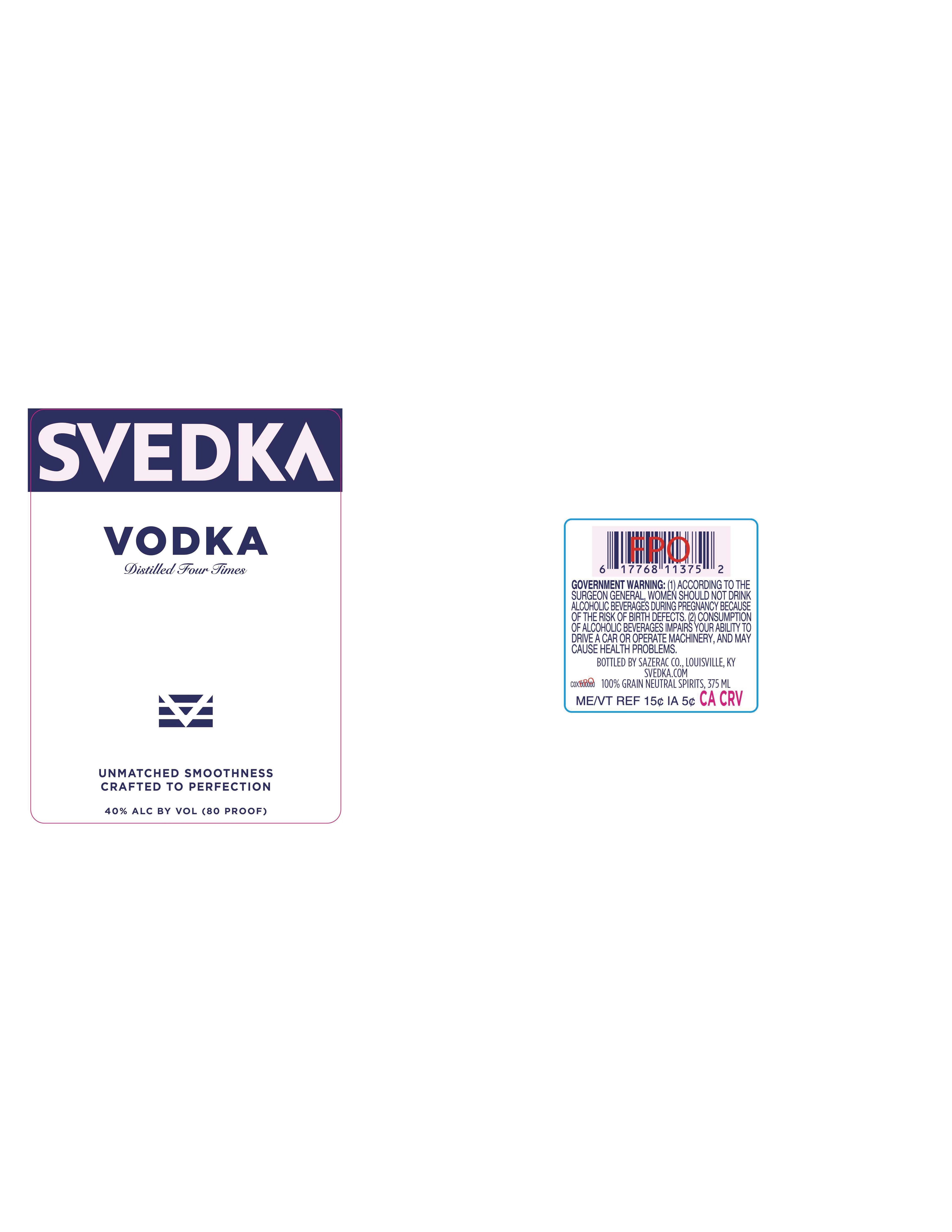 TABC label artwork for Svedka Vodka 375ml