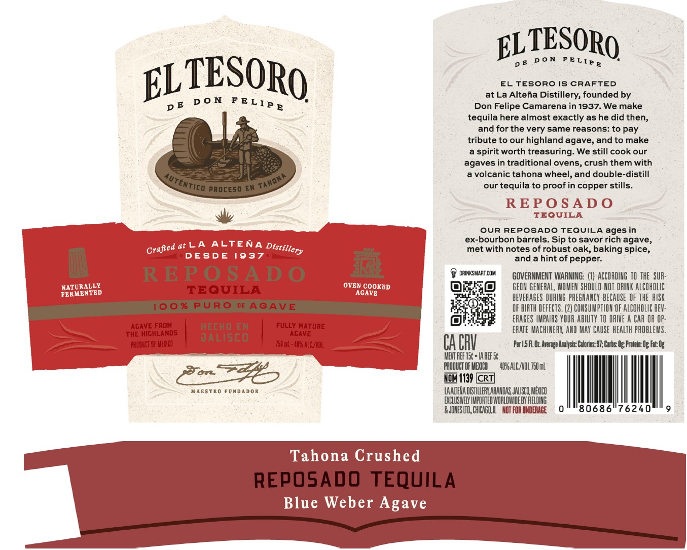 TABC label artwork for El Tesoro Reposado Tequila