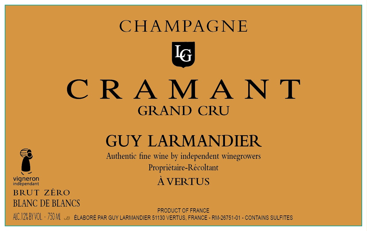 TABC label artwork for Champagne Guy Larmandier Cramant Grand Cru Blanc de Blancs Brut Zero
