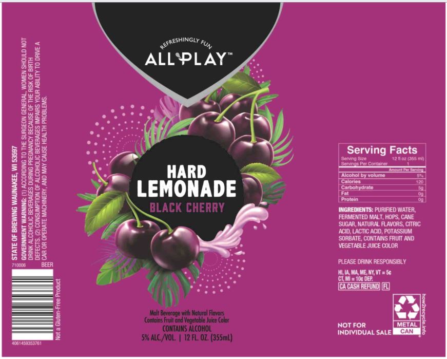 TABC label artwork for ALL PLAY HARD LEMONADE BLACK CHERRY