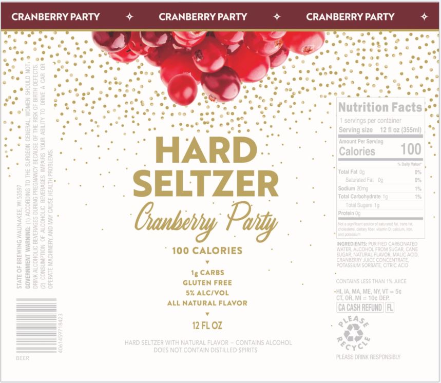 TABC label artwork for STATE OF BREWING HARD SELTZER CRANBERRY PARTY