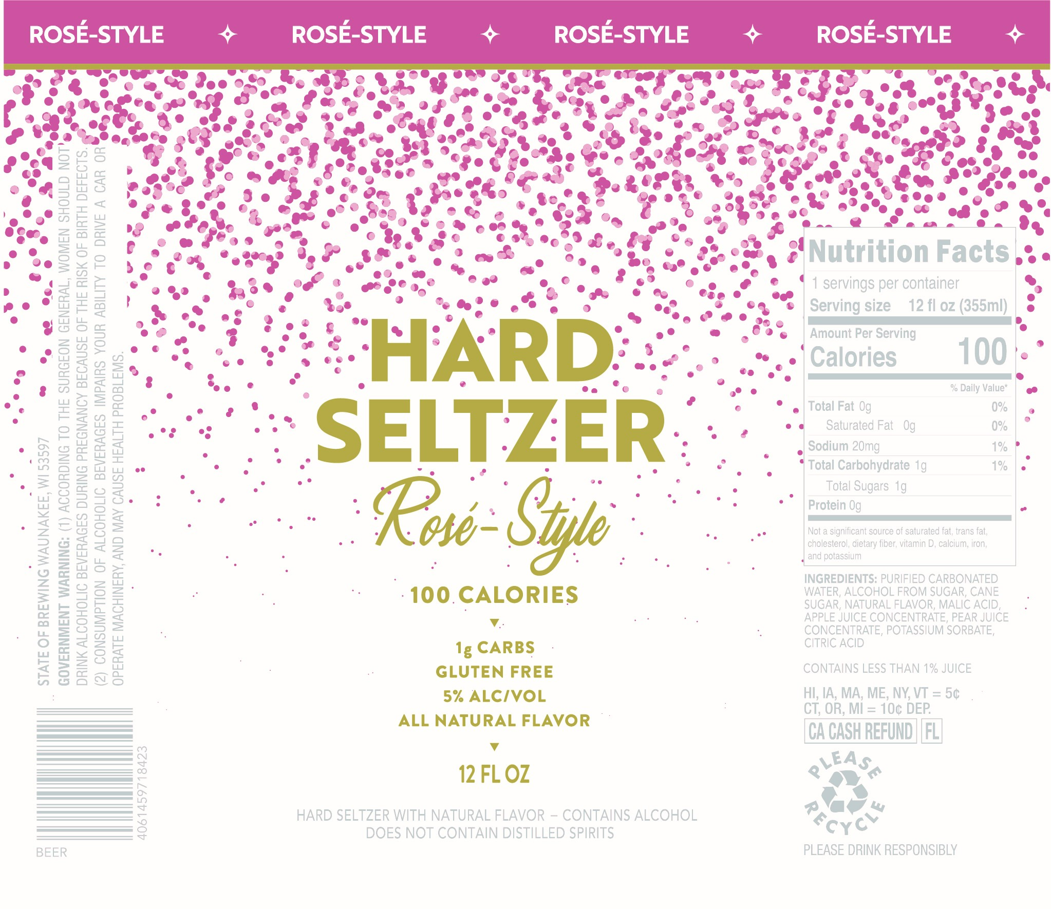 TABC label artwork for STATE OF BREWING HARD SELTZER ROSE-STYLE