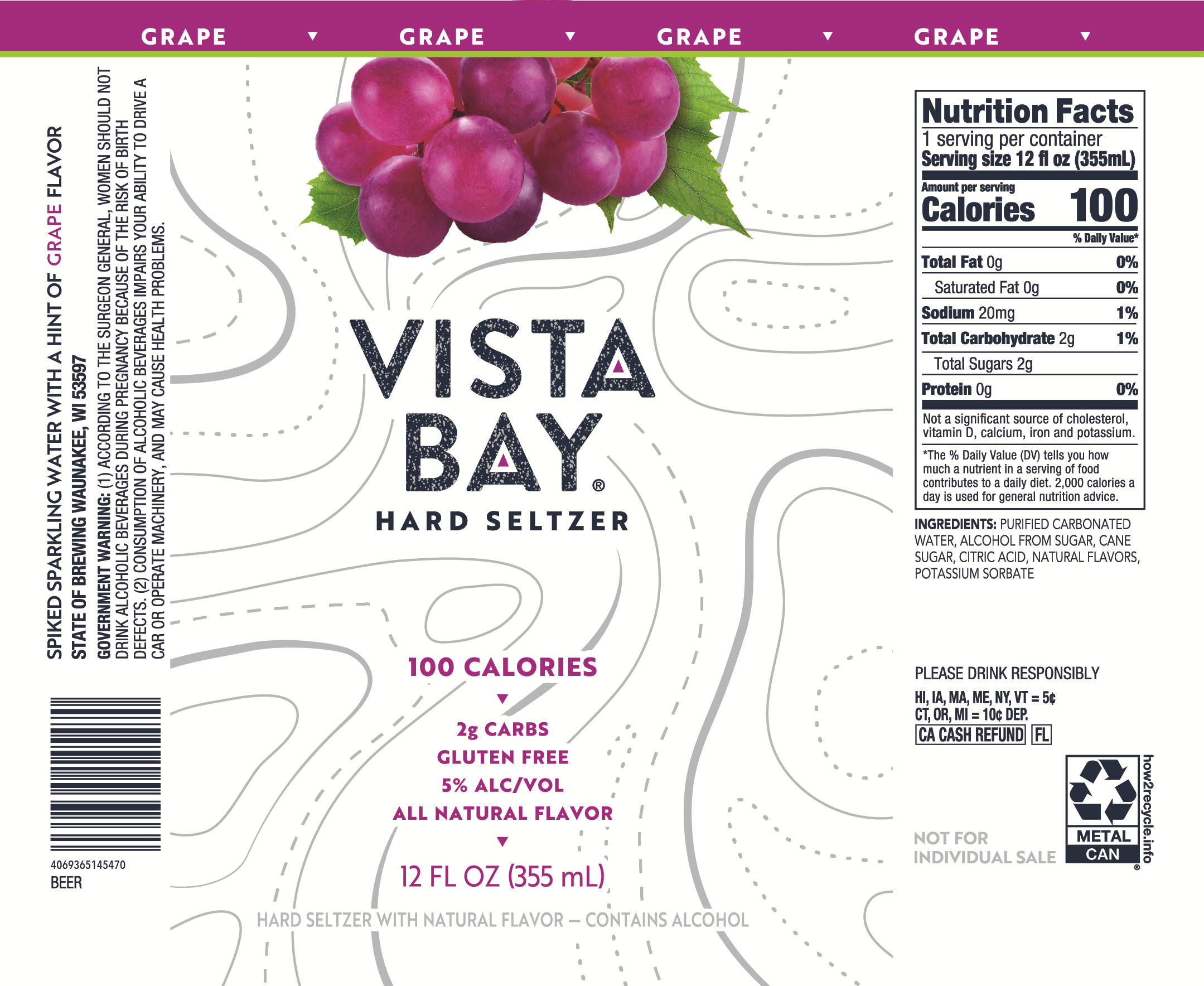 TABC label artwork for VISTA BAY GRAPE HARD SELTZER