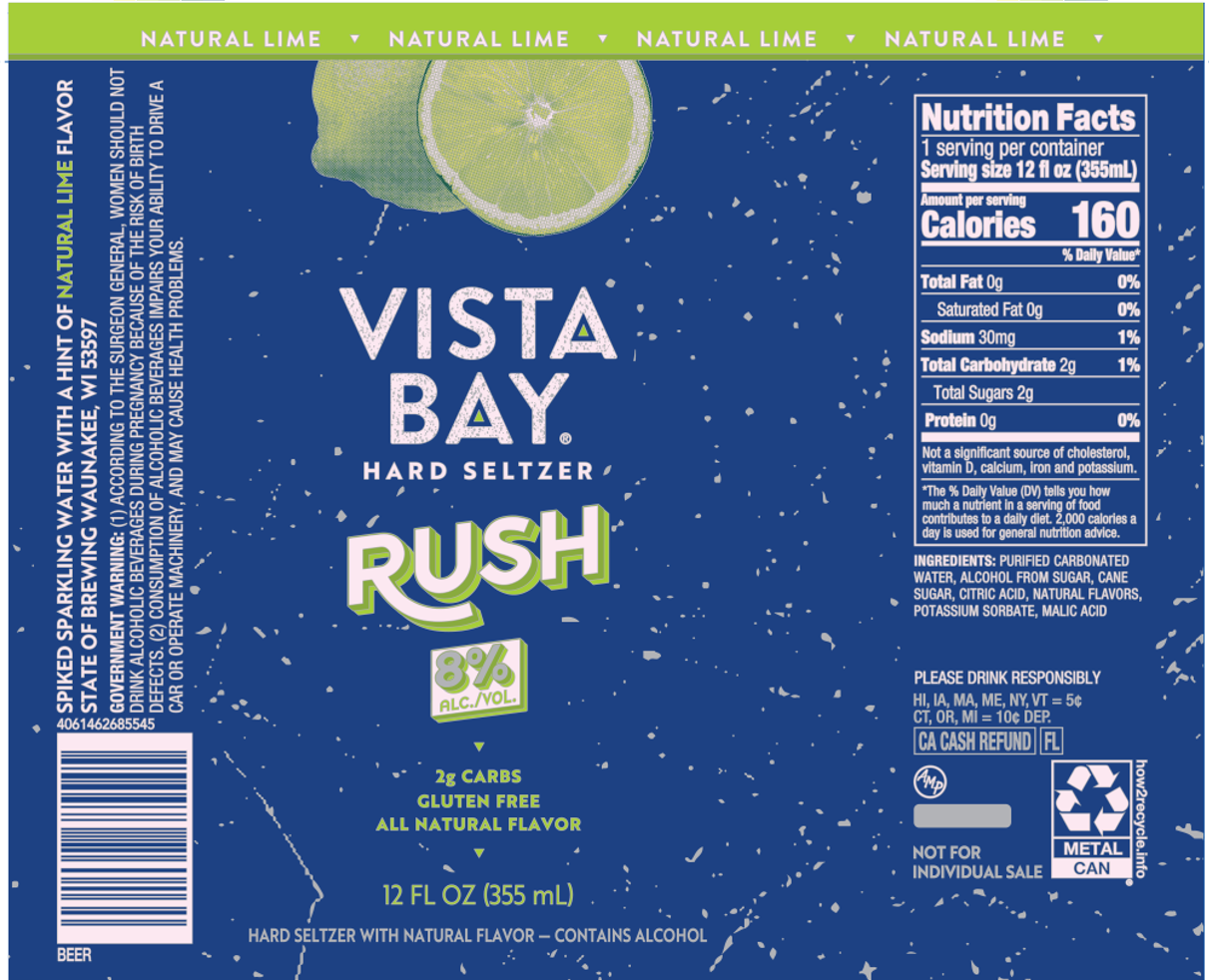 TABC label artwork for VISTA BAY NATURAL LIME HARD SELTZER RUSH