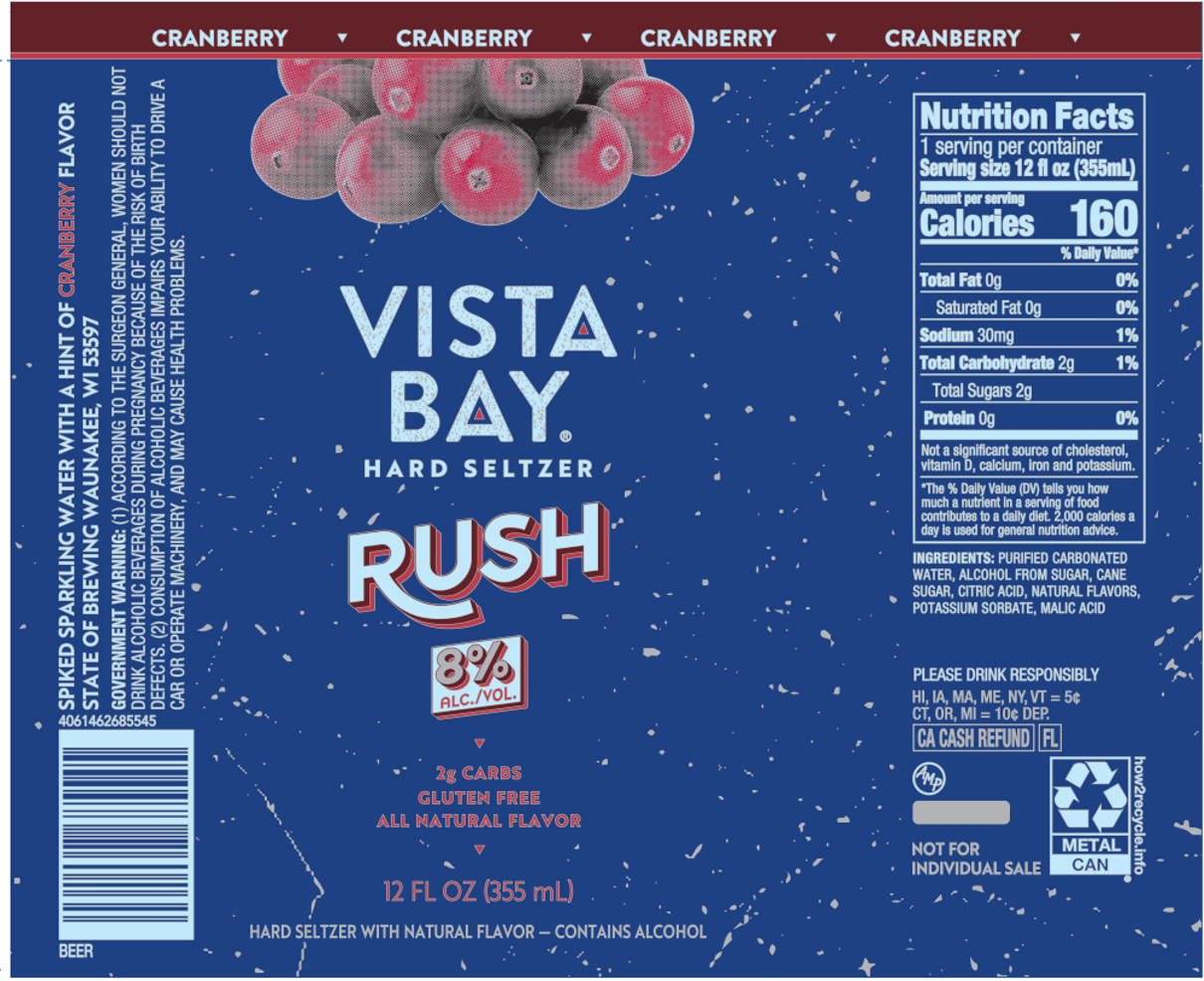 TABC label artwork for VISTA BAY CRANBERRY HARD SELTZER RUSH