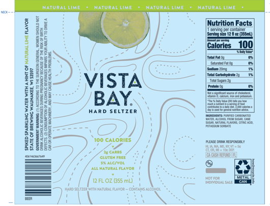 TABC label artwork for VISTA BAY NATURAL LIME HARD SELTZER