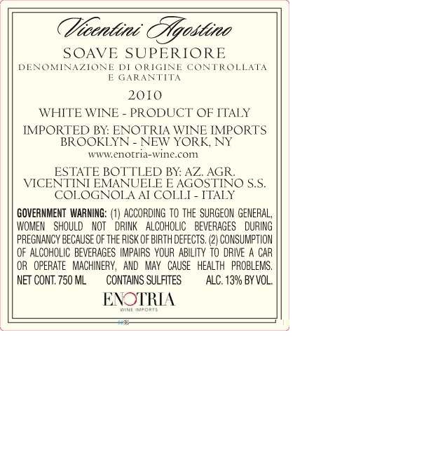 TABC label artwork for VICENTINI AGOSTINO IL CASALE