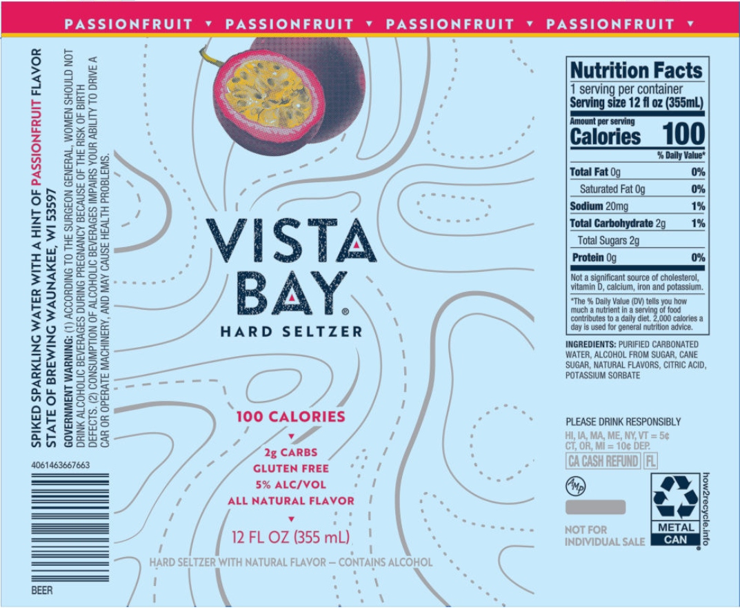 TABC label artwork for VISTA BAY PASSIONFRUIT HARD SELTZER