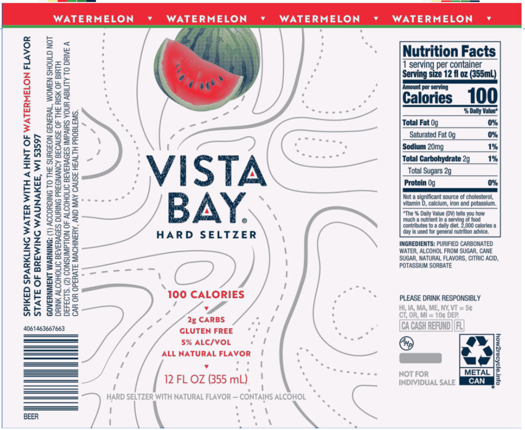 TABC label artwork for VISTA BAY WATERMELON HARD SELTZER