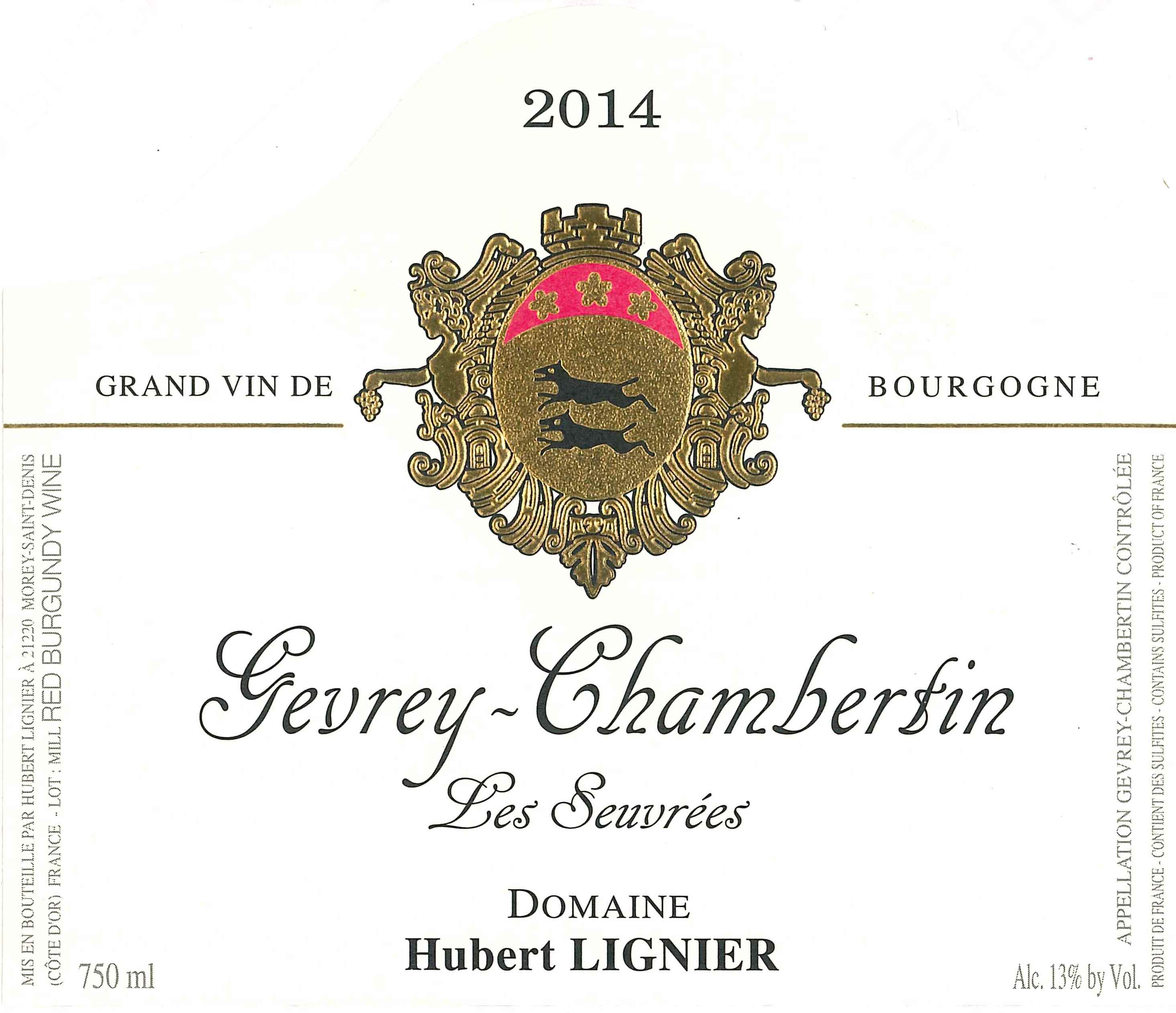 TABC label artwork for Hubert Lignier Gevrey-Chambertin Les Seuvrees