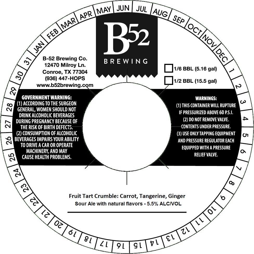 TABC label artwork for FRUIT TART CRUMBLE: CARROT, TANGERINE, GINGER