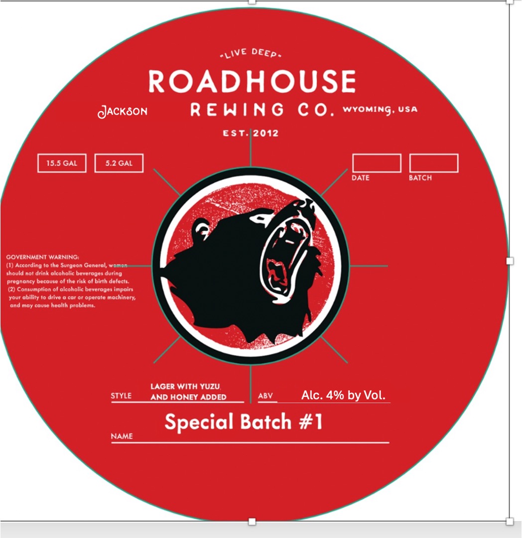 TABC label artwork for ROADHOUSE BREWING CO SPECIAL BATCH 1 KEG