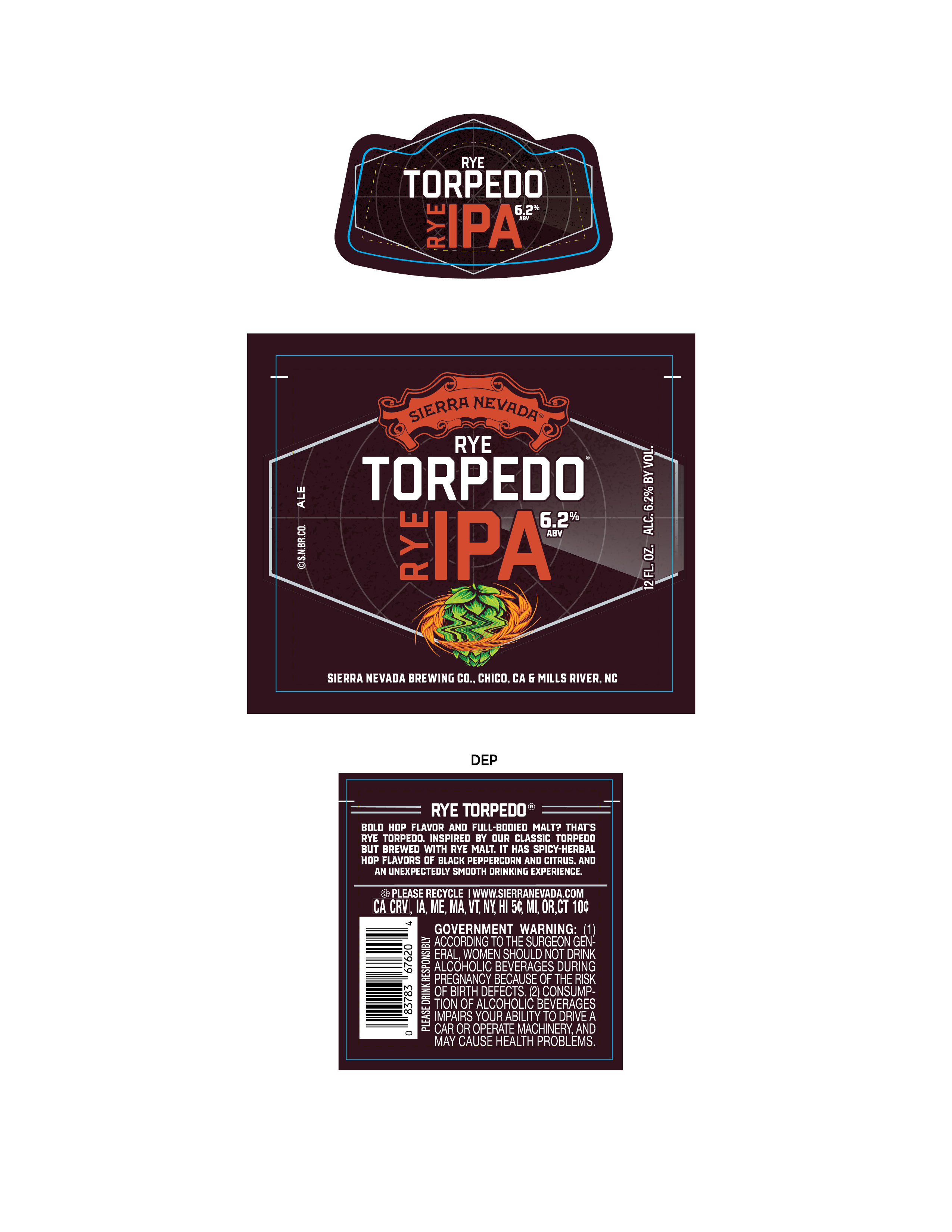 TABC label artwork for Sierra Nevada Rye Torpedo IPA