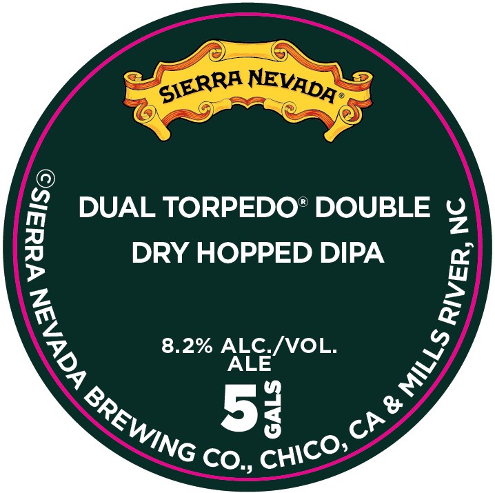 TABC label artwork for Sierra Nevada Dual Torpedo Double Dry Hopped DIPA