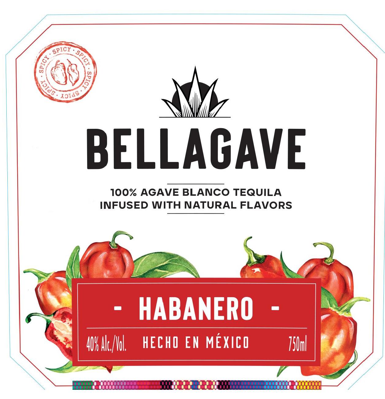 TABC label artwork for BELLAGAVE HABANERO TEQUILA
