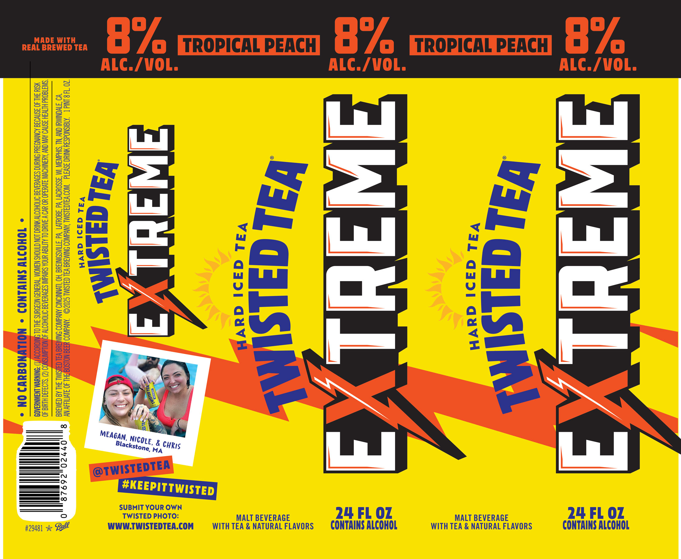 TABC label artwork for Twisted Tea Extreme Tropical Peach