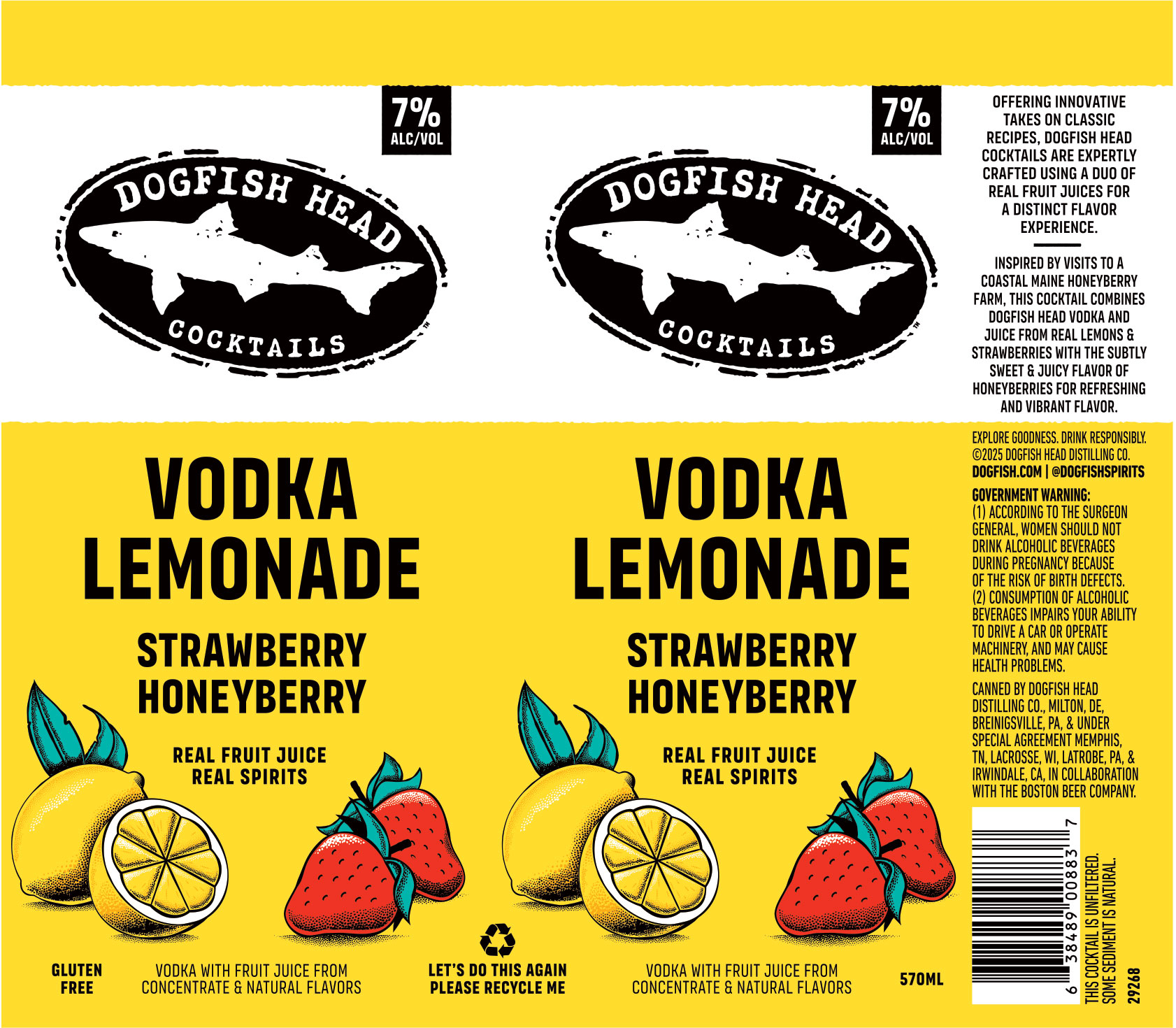 TABC label artwork for Dogfish Head Strawberry Honeyberry Vodka Lemonade
