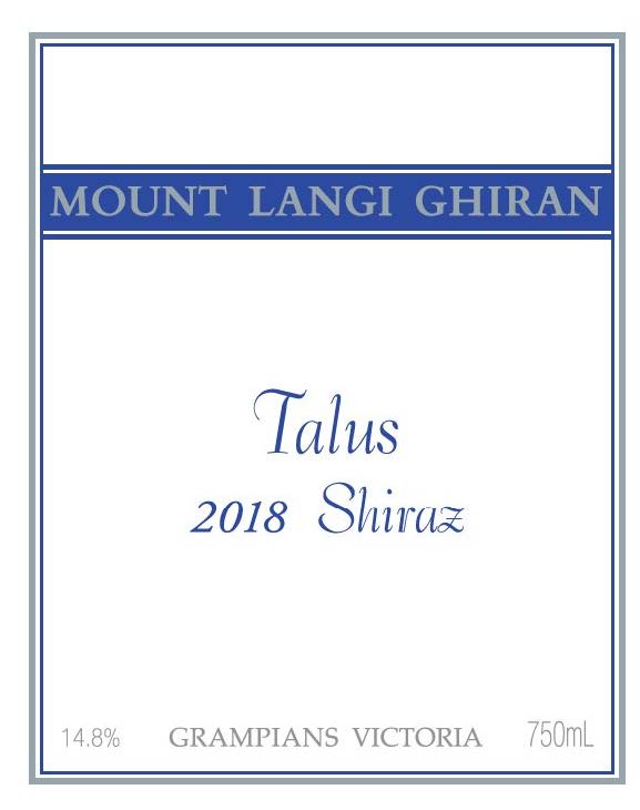 TABC label artwork for Mount Langi Ghiran Talus Shiraz Grampians