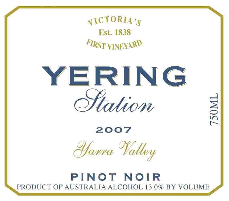 TABC label artwork for Yering Station Pinot Noir Yarra Valley