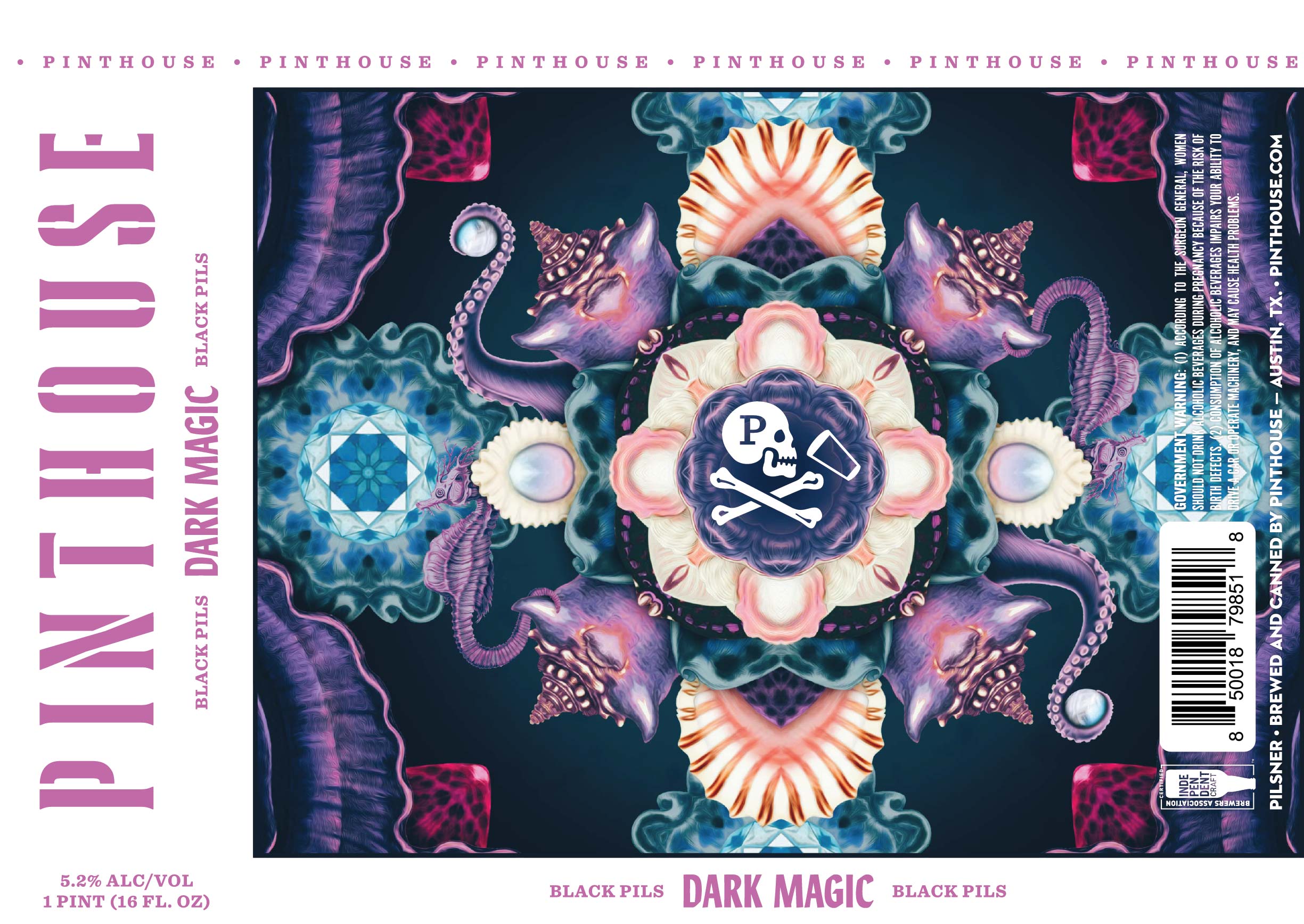 TABC label artwork for PINTHOUSE DARK MAGIC CAN