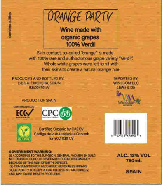 TABC label artwork for Orange Party Natural Orange