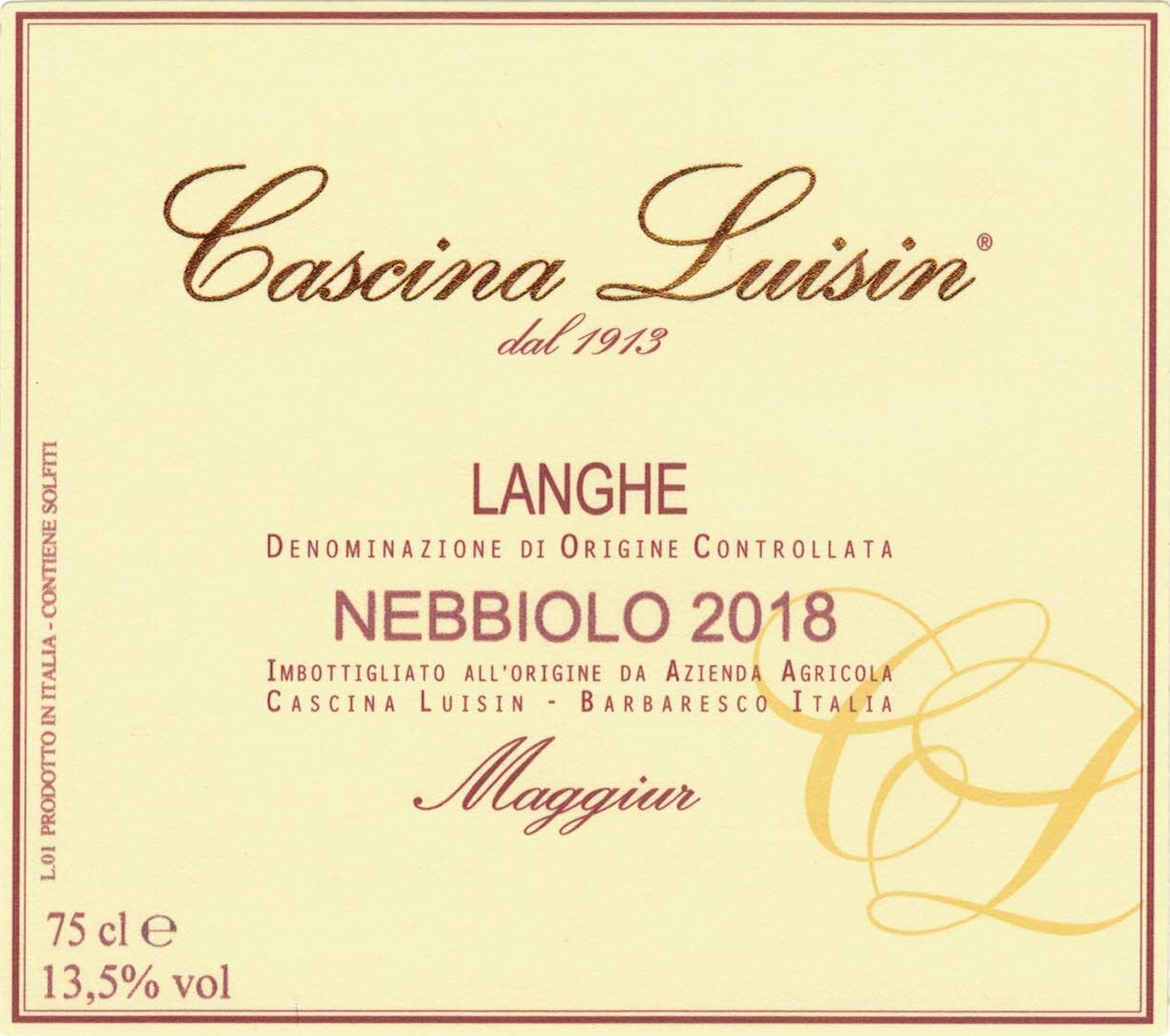 TABC label artwork for Cascina Luisin Langhe Nebbiolo Maggiur