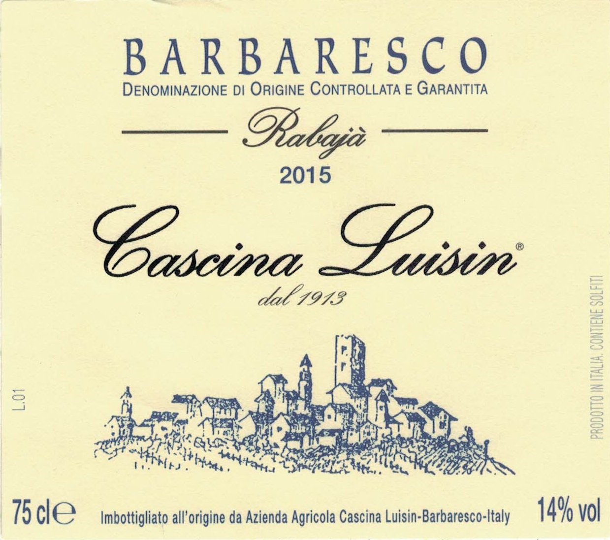 TABC label artwork for Cascina Luisin Barbaresco Rabaja