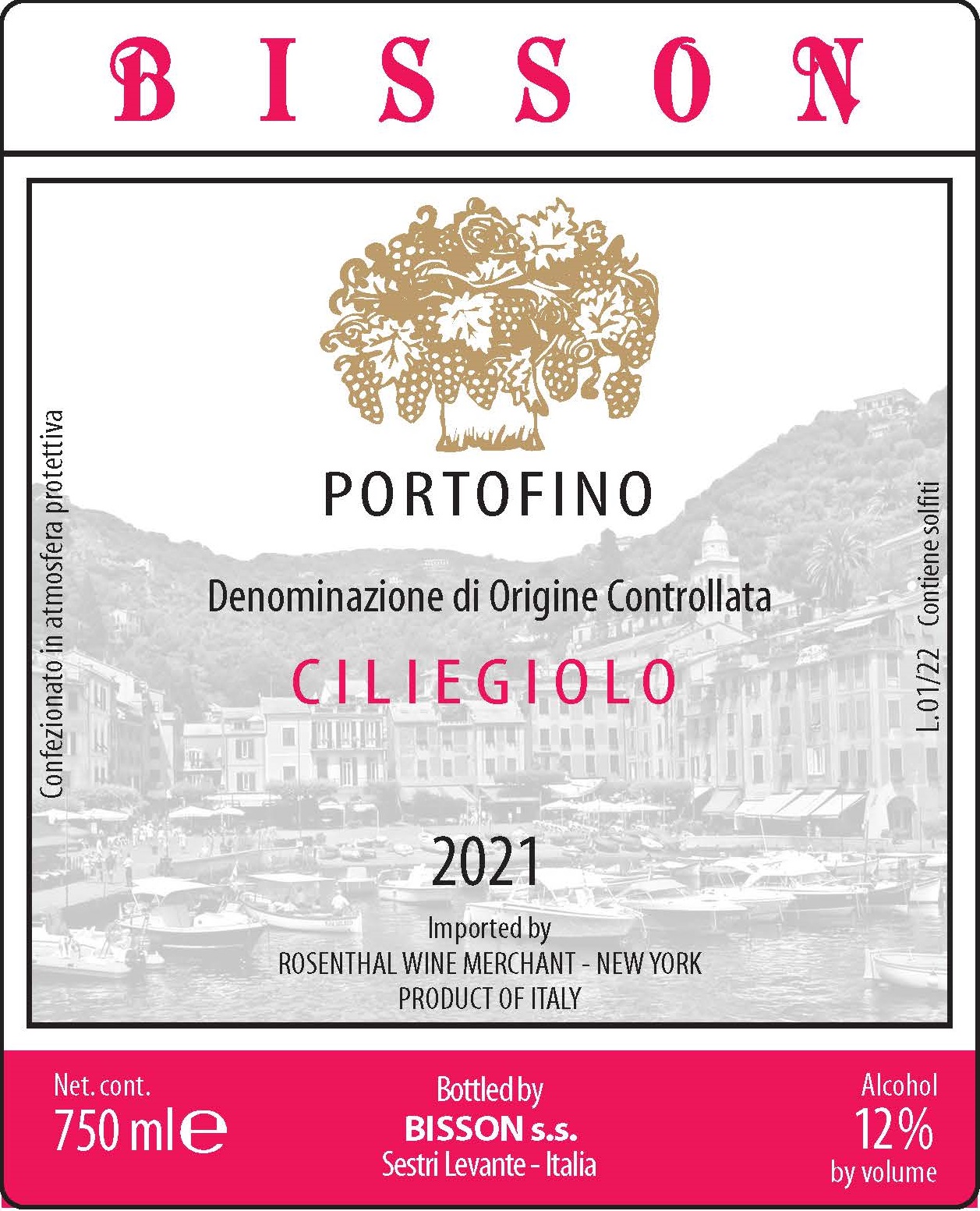 TABC label artwork for Bisson Ciliegiolo Portofino