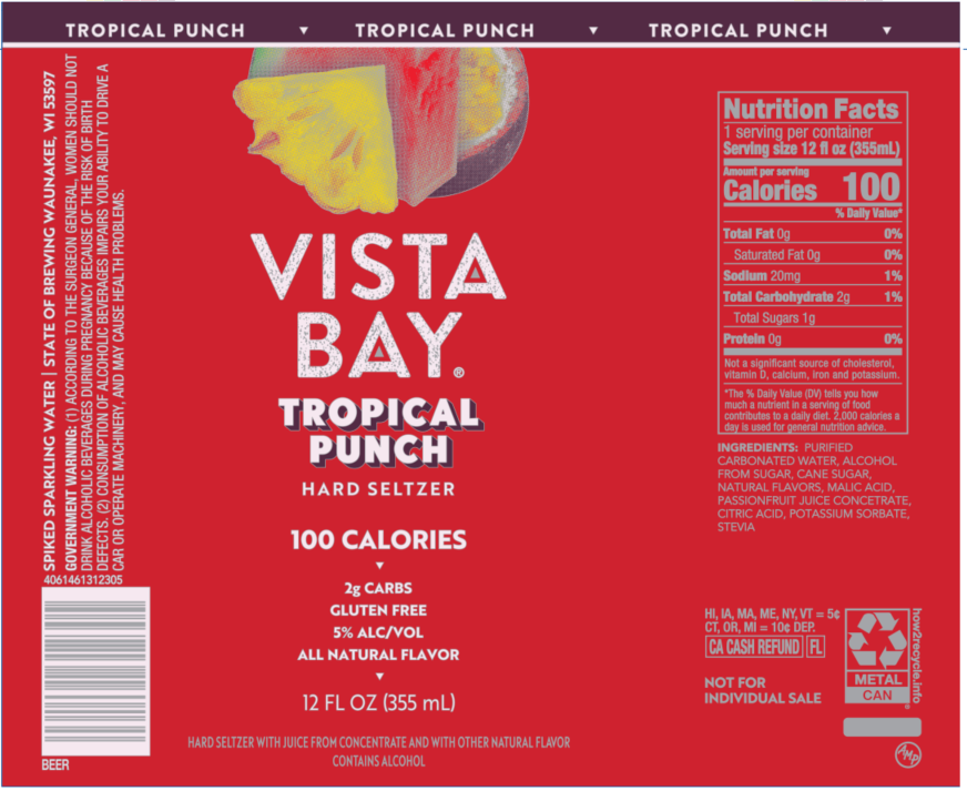 TABC label artwork for VISTA BAY TROPICAL PUNCH HARD SELTZER