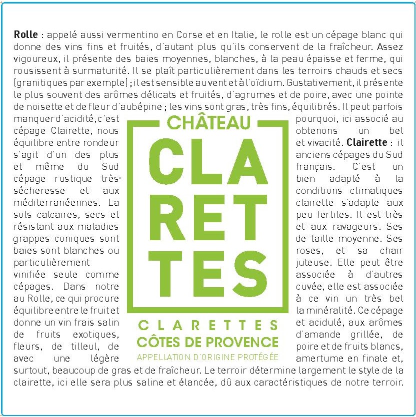 TABC label artwork for Chateau Clarettes Cotes De Provence White